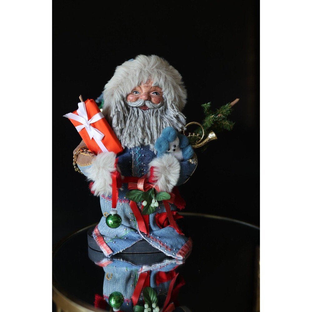 Vintage Folk Art Handmade Celestial Old World Primitive Santa Whimsy OOAK 14"